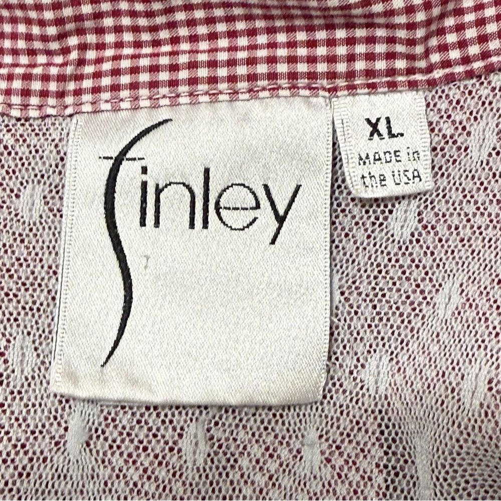 Finley Fishing Shirt Burgundy Gingham Vented Made in USA Size XL - Picture 6 of 8